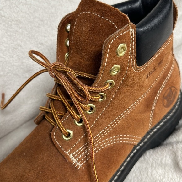 Cat's Paw Steel Toe Leather/ Suede Work Boots, ,Size 7.5 Lace Up High Tops NWOT - Picture 10 of 12